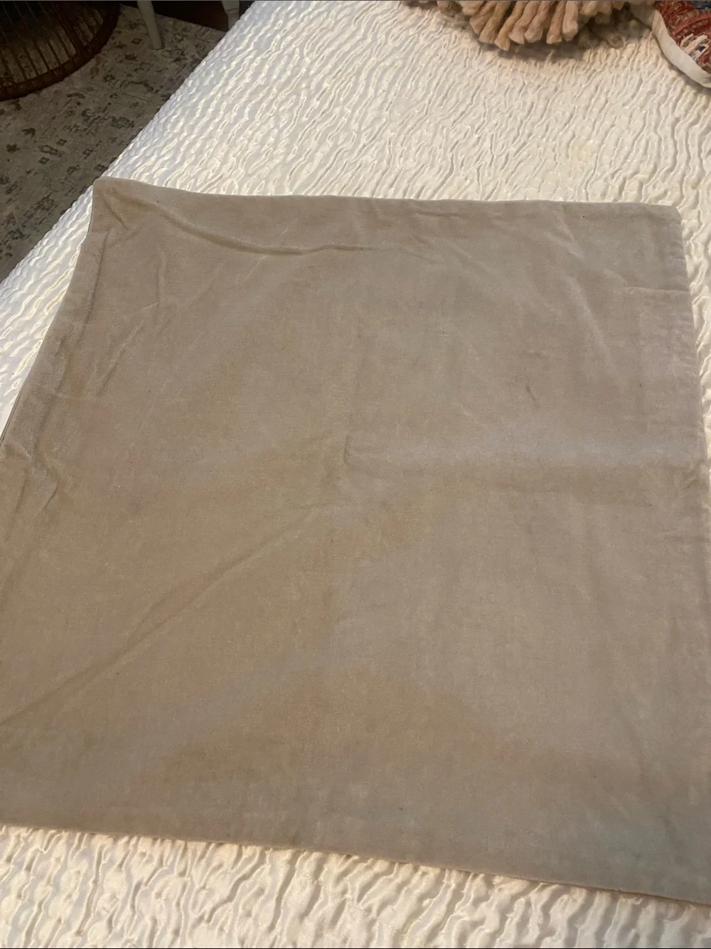 Set of 2 - 20x20 Two-Tone Velvet Throw Pillow Covers in Rust and Taupe